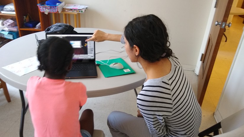 Animating with young girl